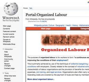 Wikipedia Organized Labour Portal